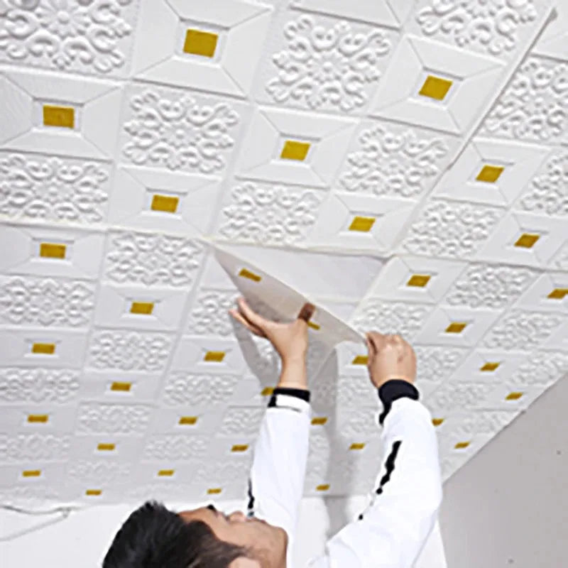 Golden Retro Brick Wall Stickers – Waterproof Self-Adhesive Wall Sticker Panels Qme