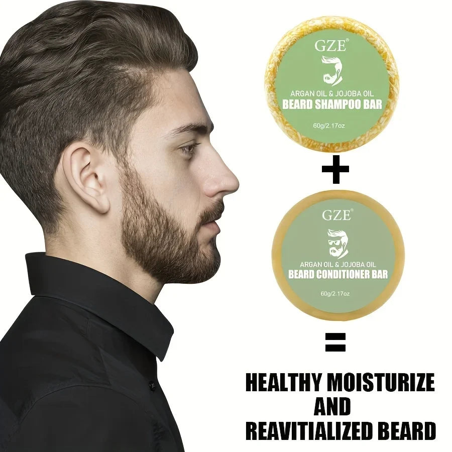 GZE Beard Wash & Conditioner Soap – Argan & Jojoba Oils Beard Wash Soap Qme