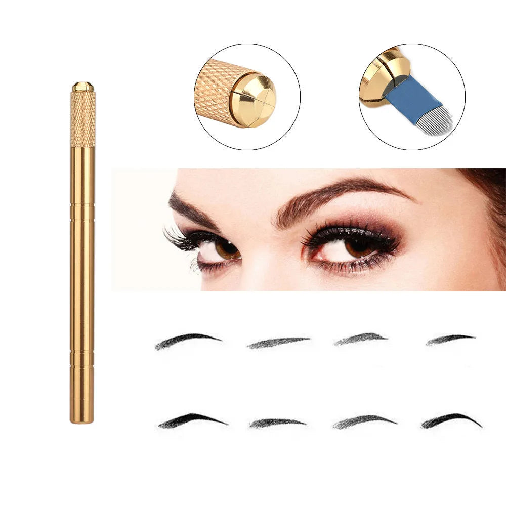 Golden Tebori 3D Microblading Pen & Needles – Permanent Makeup Microblading Pen Qme