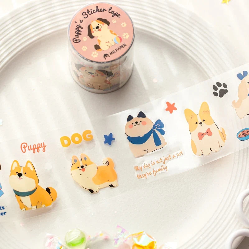 Cute Pets Washi Tape 2m Roll – PET Masking Tape for Crafts Decorative Washi Tape Qme