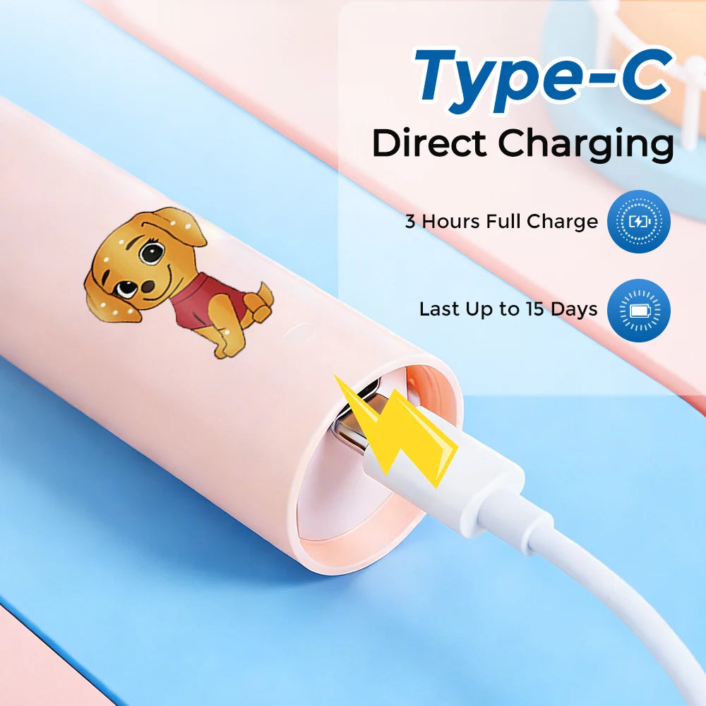 Ms.Dear Kids Electric Toothbrush 5 Modes Timer & 4 Heads Kids Electric Toothbrush Qst