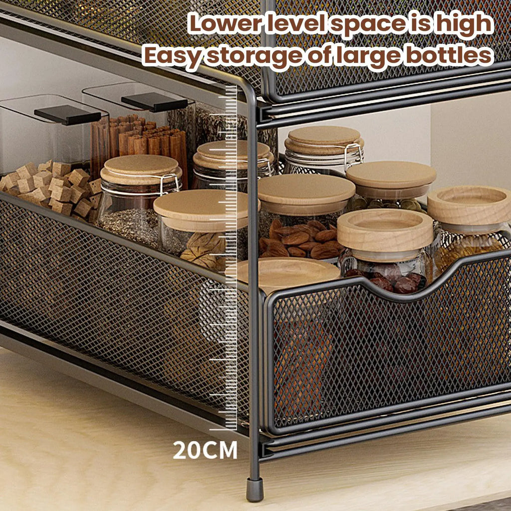 Metal Pull-Out Sink Organizer Rack – Large Capacity Kitchen Kitchen Storage Rack Qme
