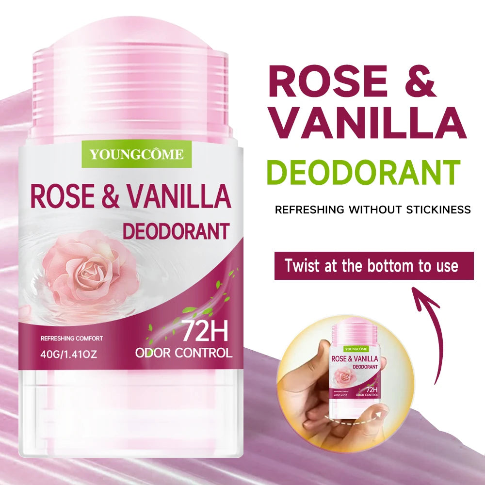 YOUNGCOME Rose & Vanilla Deodorant Cream Stick for Women Deodorant Stick Qst