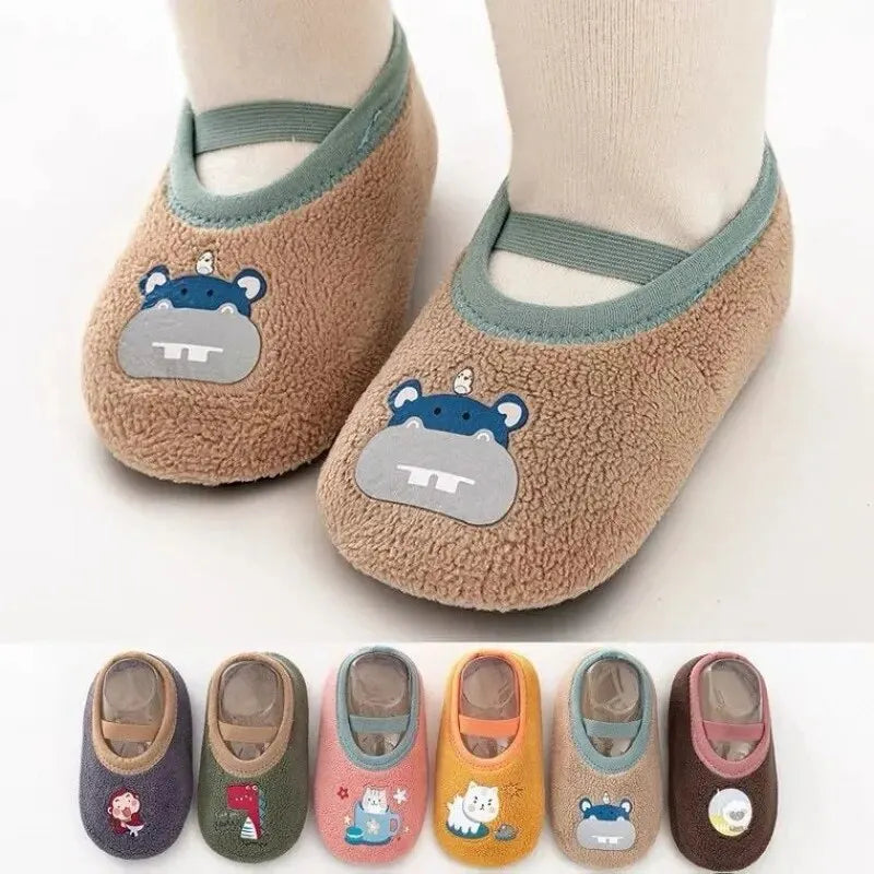 Baby Anti-Slip Socks Newborn Warm Crib Floor Shoes Rubber Sole Baby Grip Socks Qme