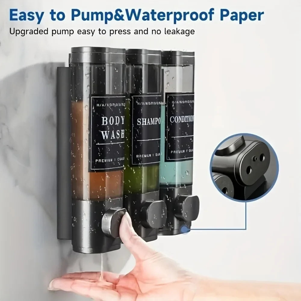 Triple Wall-Mounted Shampoo Conditioner Soap Dispenser | Qme Shower Dispenser Qme