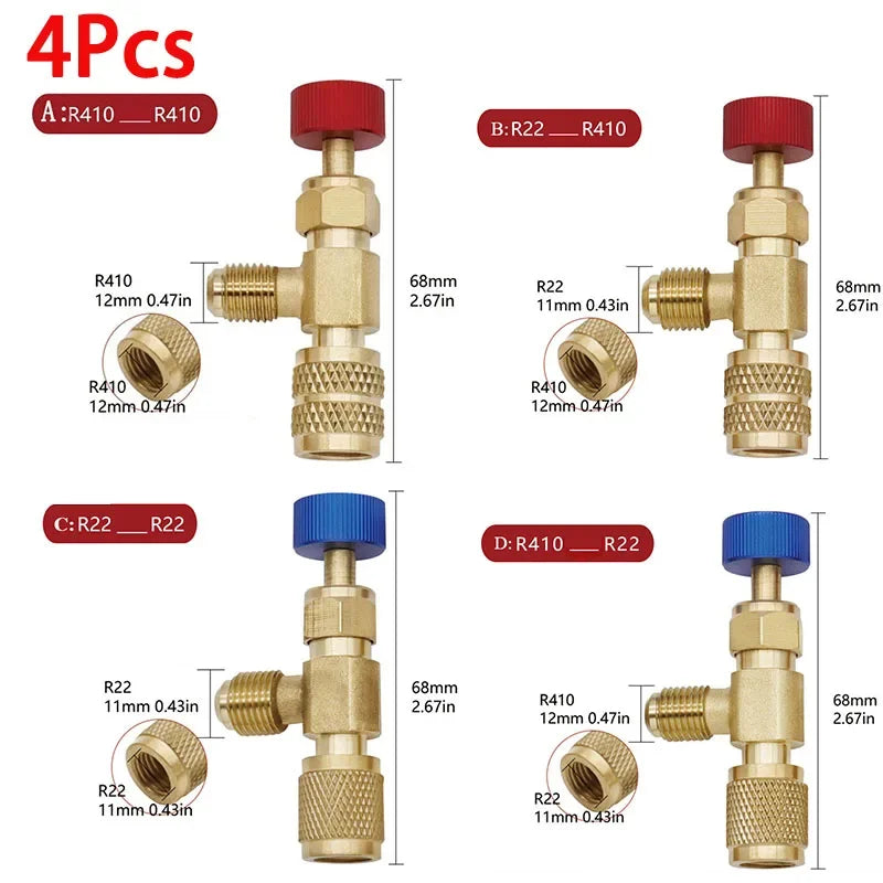 R12 R410 Refrigerant Charging Valve Safety Adapter 2-Pack Refrigerant Charging Valve Qme