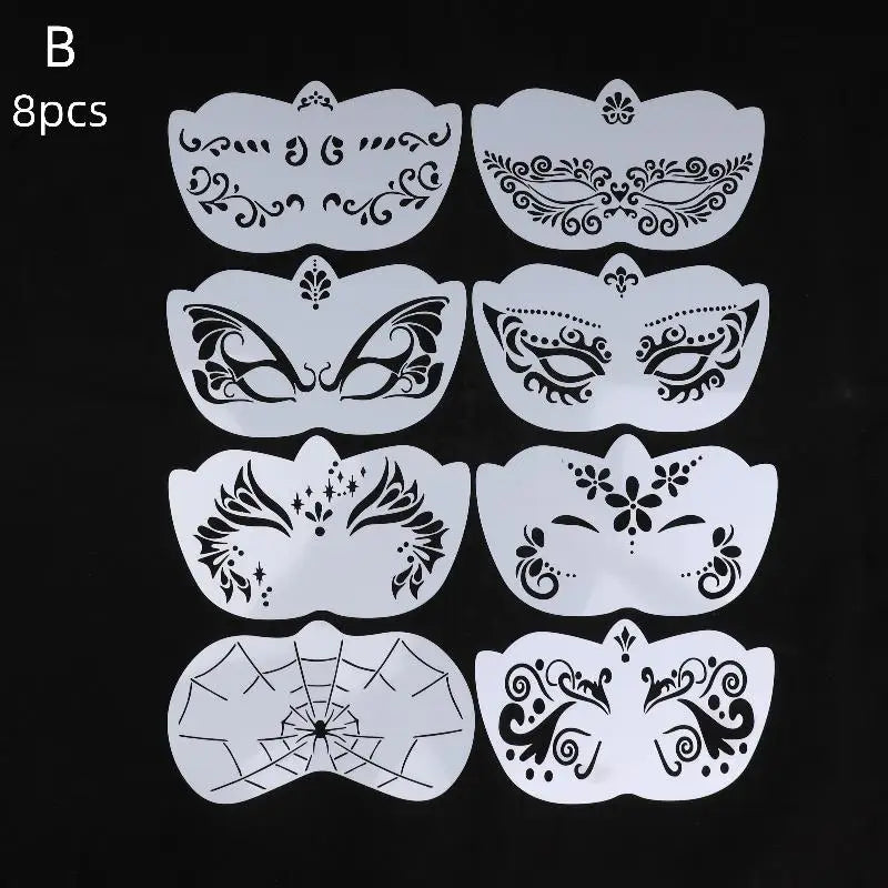 Reusable Face & Body Paint Stencils for Parties – Kids & Adults Face Paint Stencils Qst 8Pcs B
