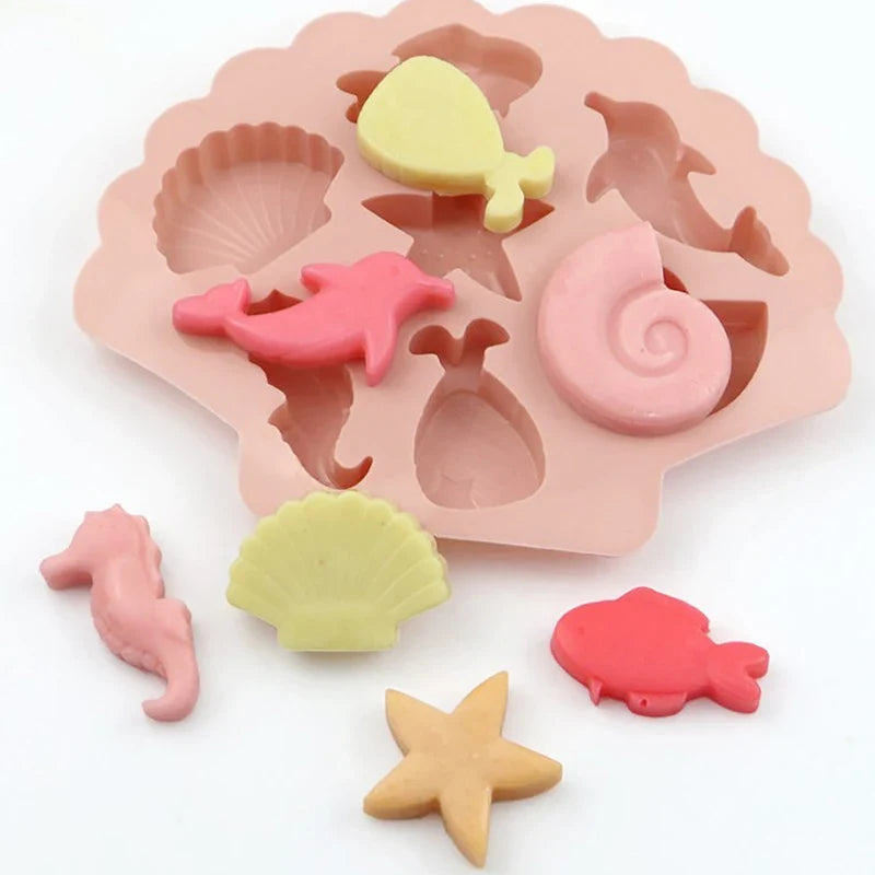 Ocean Silicone Mold – Dolphin & Mermaid Chocolate & Candy Mold Silicone Baking Mold Qme