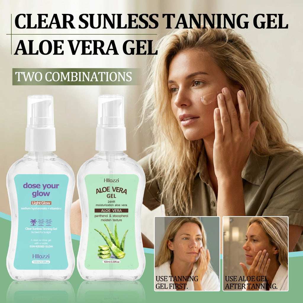 Clear Sunless Tanning Gel with Aloe Vera – Light Glow 100ml Sunless Tanning Gel Qst