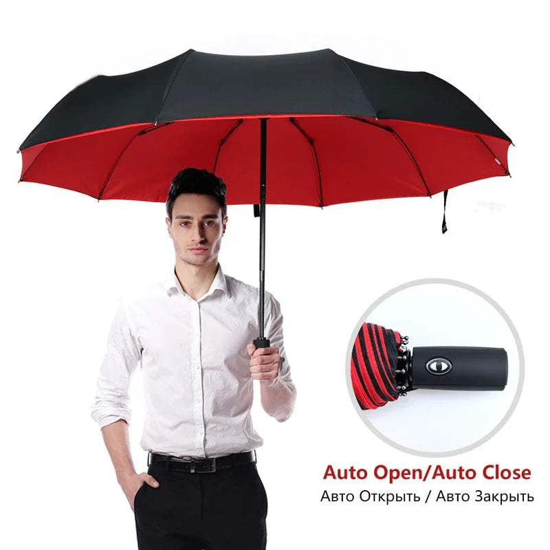 Windproof Double Layer Auto Folding Umbrella – Sun & Rain Windproof Auto Umbrella Qst