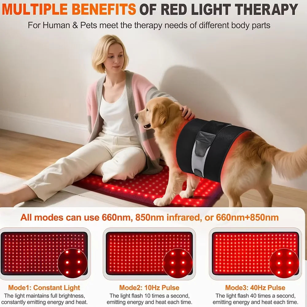 480 LED Red Light Therapy Mat 660nm 850nm – 39"×24" Full Body Red Light Therapy Mat Qst