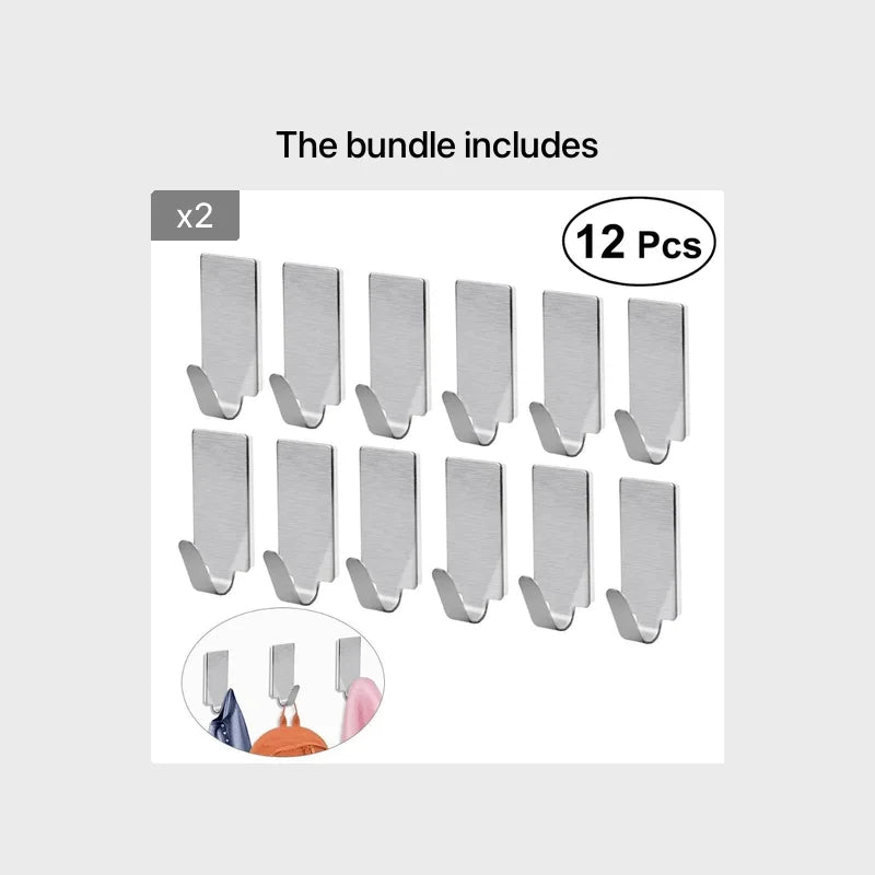 Wall-Mounted Towel Hanger Rack Hook – Kitchen & Bathroom Wall Hook Rack Qme silvery