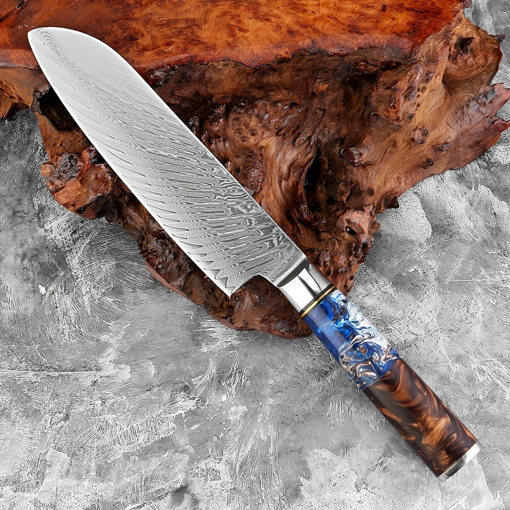 XITUO 7" Damascus Santoku Knife – 67-Layer Steel, Wood Handle Santoku Chef Knife Qst