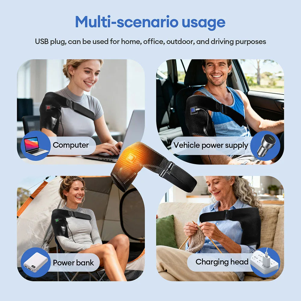 Heated Shoulder Wrap – 3-Level Temperature Massage Pad Heated Shoulder Wrap Qst