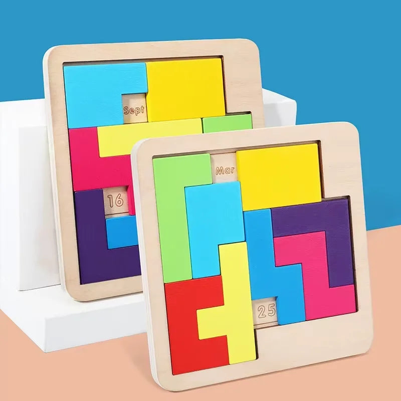 Wooden Number Puzzle Toy – Montessori Early Learning Blocks Wooden Learning Puzzle Qst