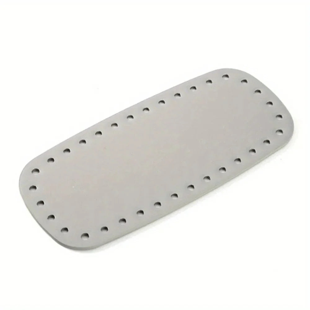 PU Leather Bag Base with Holes – DIY Crochet Oval Rectangle Bag Making Base Qme Grey 2pcs