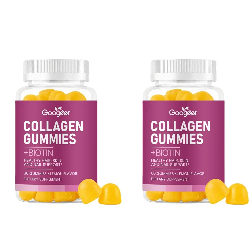 Googeer Collagen Gummies Biotin Vitamin C E Zinc – 60ct Collagen Gummies Qst 2 Bottles 120 Count