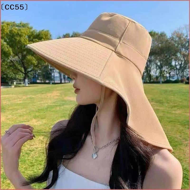 Wide Brim Sun Hat with Neck Cover – Women's Bucket Hat Wide Brim Sun Hat Qst