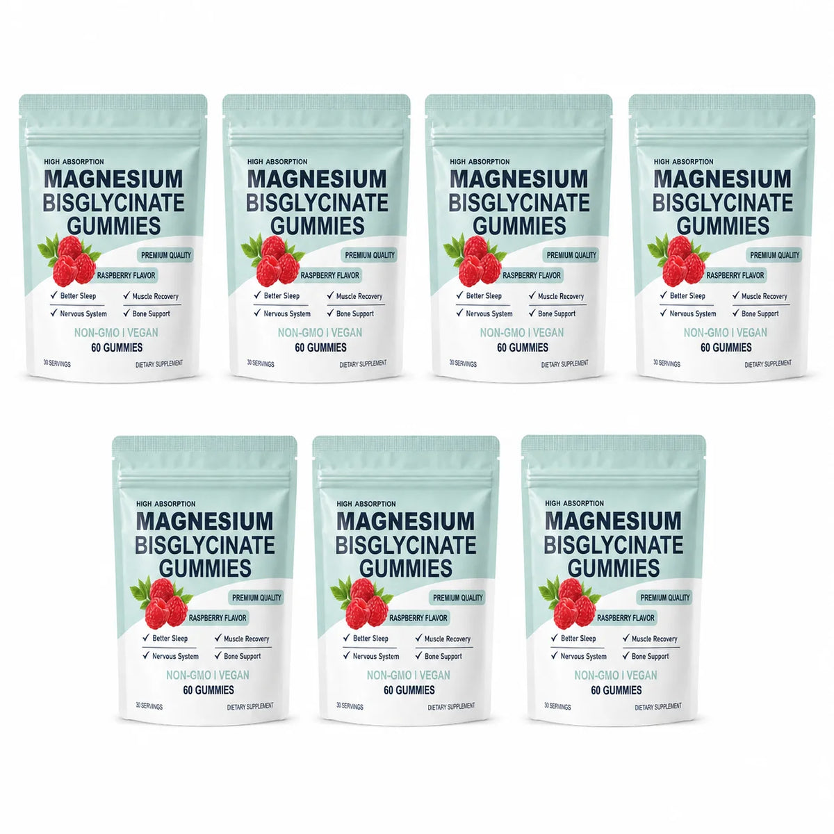 Magnesium Bisglycinate Gummies 400mg Sugar Free Raspberry 60ct Magnesium Supplement Qst 7bags 420capsules