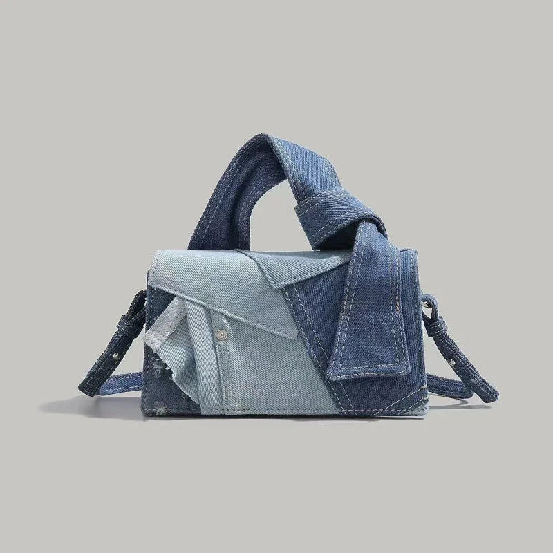 Boho Chic Denim Mini Square Bag – Women's Minimalist Handbag Mini Square Handbag Qme