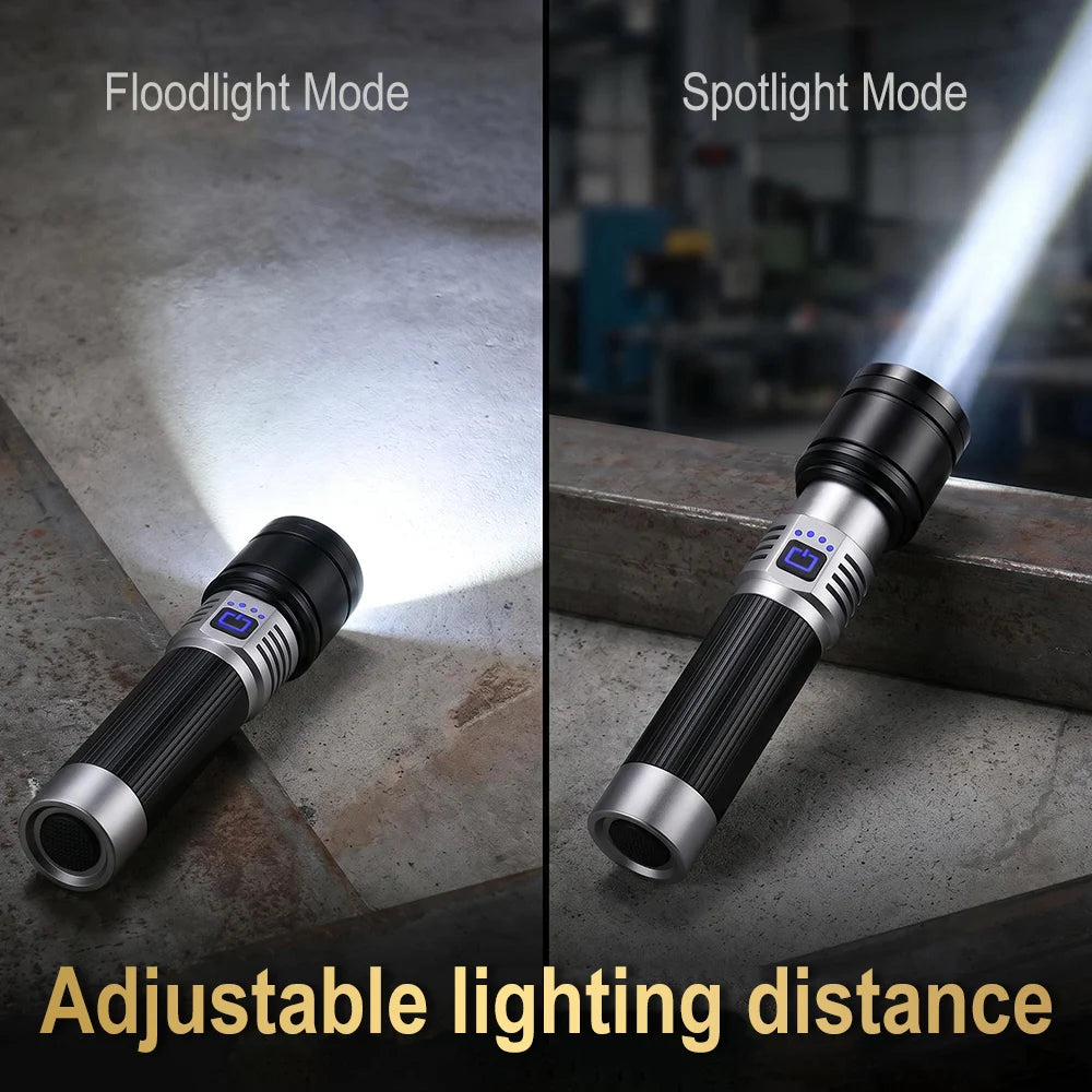 BORUiT 1000LM Zoomable LED Flashlight USB-C Rechargeable Torch LED Flashlight Torch Qst
