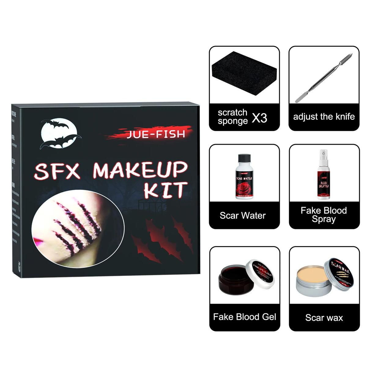 Halloween SFX Makeup Kit – Fake Blood, Scar Wax & Tool SFX Makeup Kit Qst 1pc
