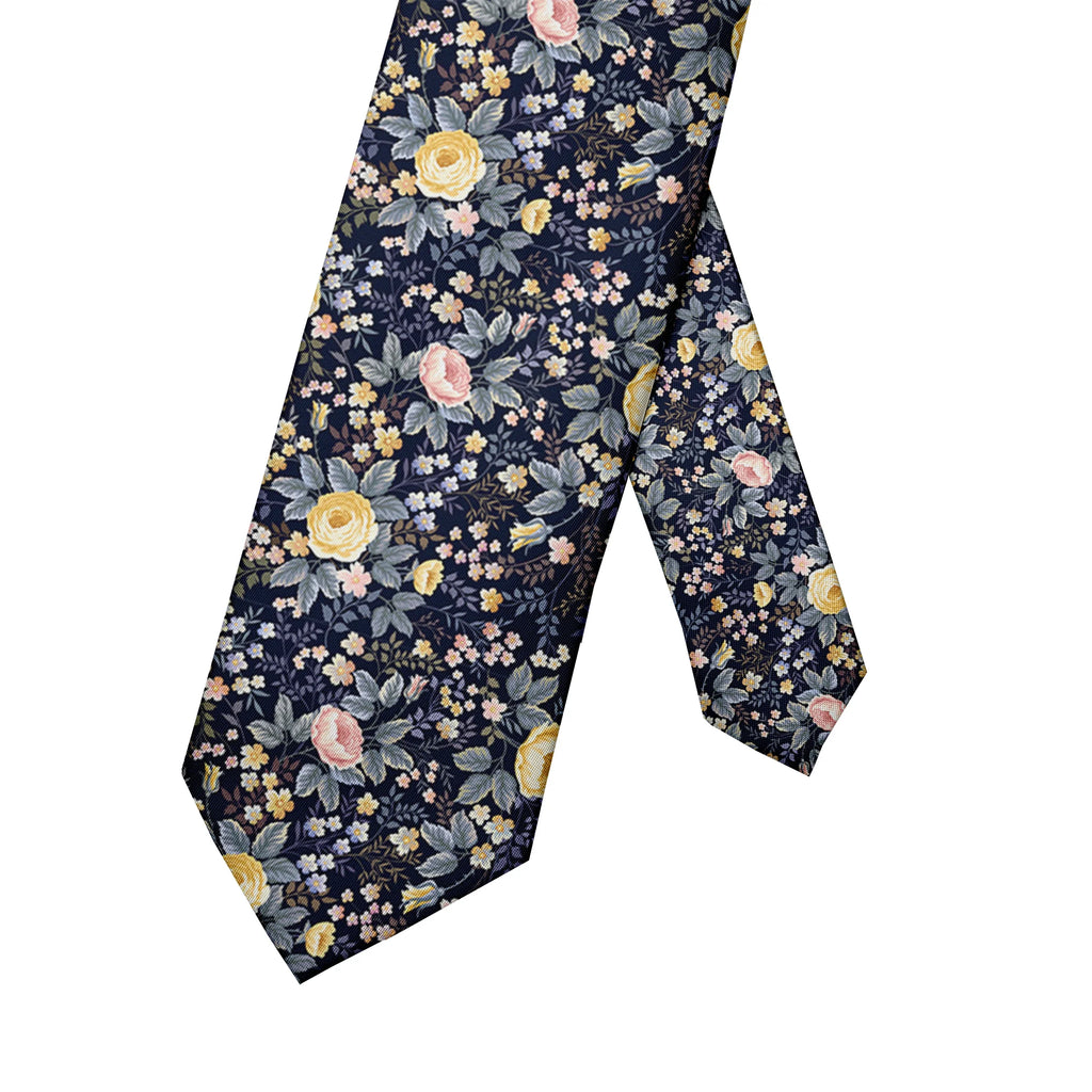 Men's Japanese Floral Necktie | 8cm Polyester Tie, 10 Colors Floral Necktie Qme