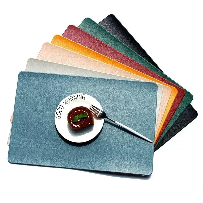 Nordic PVC Leather Placemat – Waterproof Table Mat, 7 Colors Leather Placemat Qme