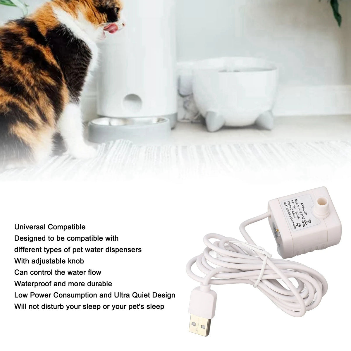 USB Pet Water Fountain Pump – Quiet Brushless Motor Replacement Fountain Pump Qst