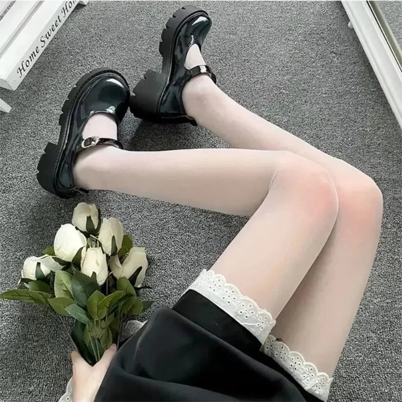 Women's Lolita Pantyhose Black White Anime Cosplay Tights Lolita Costume Tights Qme
