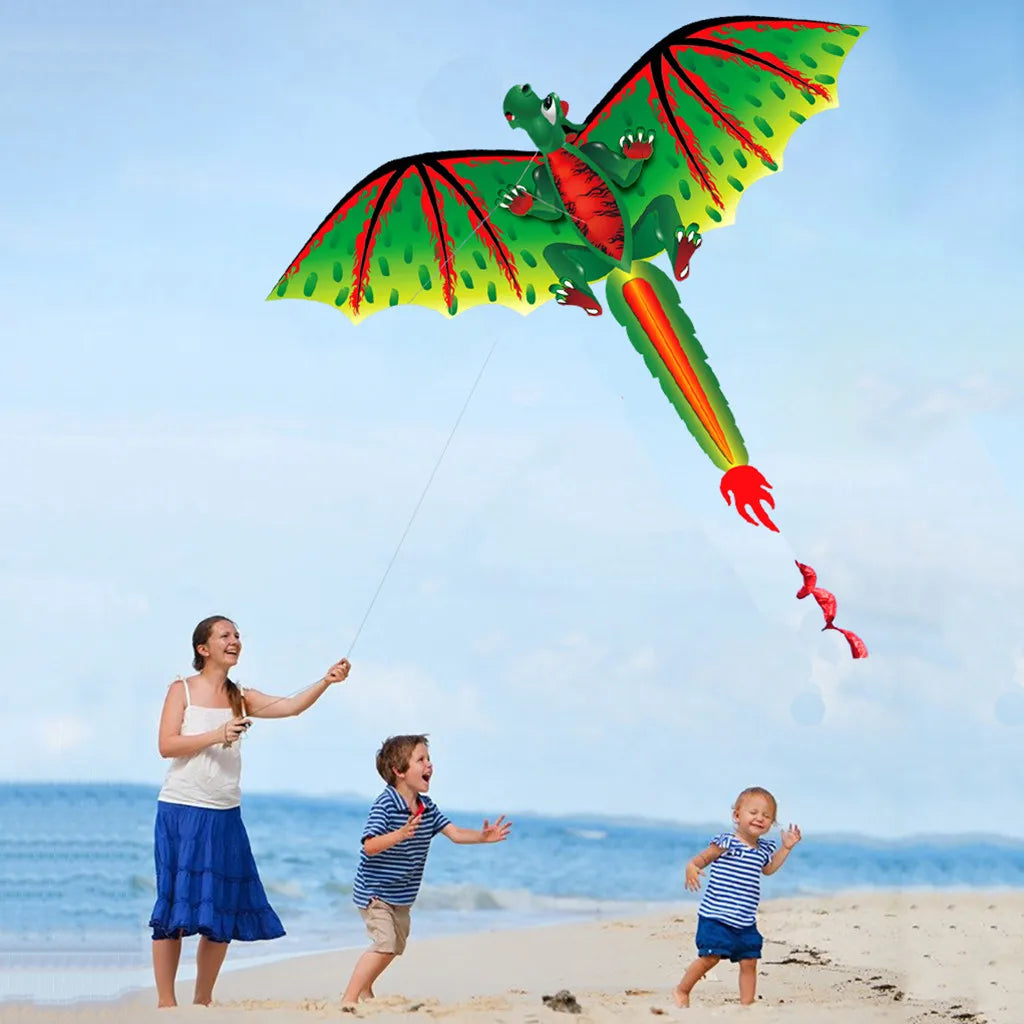 3D Dragon Kite for Kids – Outdoor Flying Toy with Tail Kids Outdoor Kite Qme Green