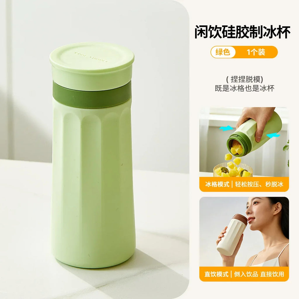Food Grade Silicone Ice Cube Tray – Reusable Easy Pop-Out Mold Silicone Ice Cube Tray Qme green