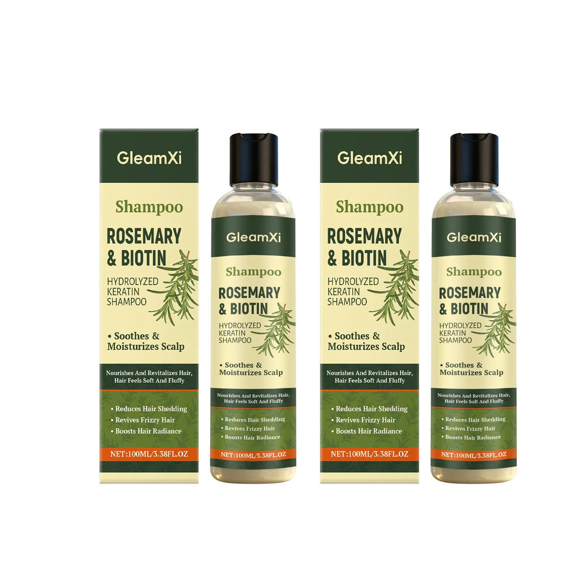 Gleamxi Rosemary Biotin Shampoo – Scalp Care & Strengthening Hair Care Shampoo Qst 2pcs