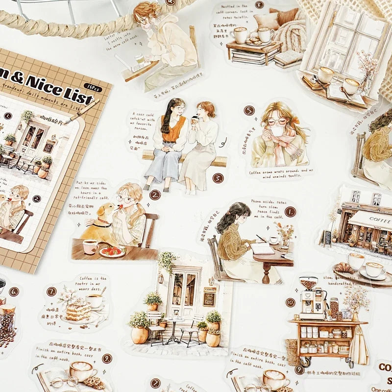 Artistic Girl PET Stickers | Junk Journal Scrapbook Collage Decorative Craft Stickers Qme
