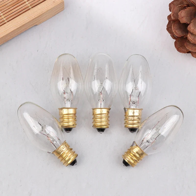 E12 7W Warm Yellow Tungsten Bulb – 120V Candelabra Base Tungsten Light Bulb Qme