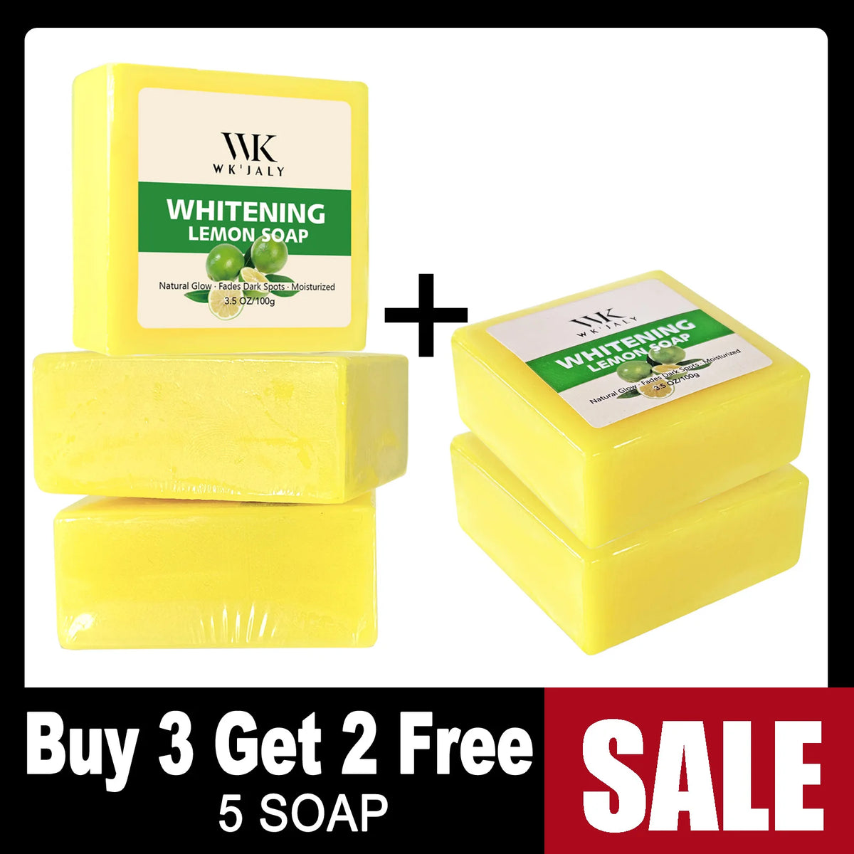 WK'JALY Lemon Brightening Soap – Glutathione & Shea Butter Brightening Bar Soap Qst Buy 3 Get 2 Free