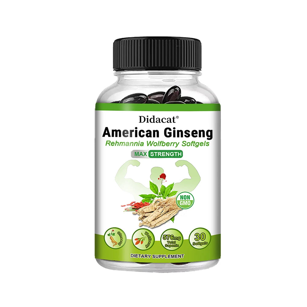 Organic American Ginseng Capsules – Non-GMO, 60 Count Herbal Supplement Qst 30 count-1 bottle