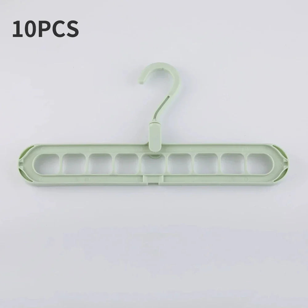 9-Hole Foldable Clothes Hangers – Heavy Duty Space Saver Space Saving Hangers Qme 10pcs Green