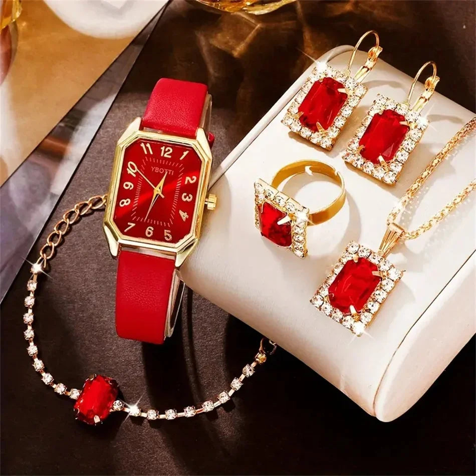 Luxury Square Women's Quartz Wristwatch | 3 Colors Ladies Quartz Watch Qme Red