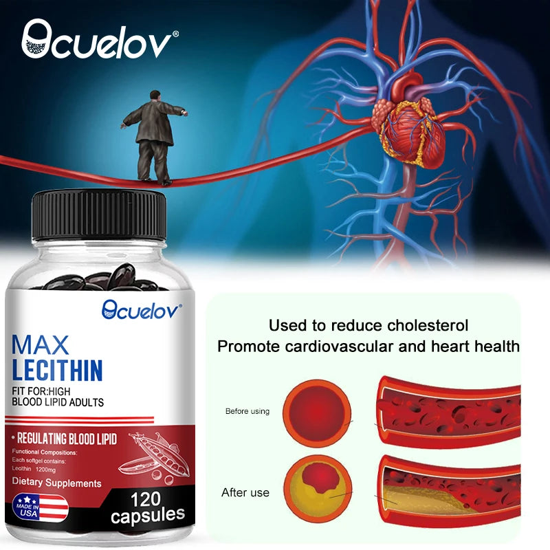 Lecithin 1200mg Capsules – Sunflower, Vegan, Non-GMO Lecithin Supplement Qst