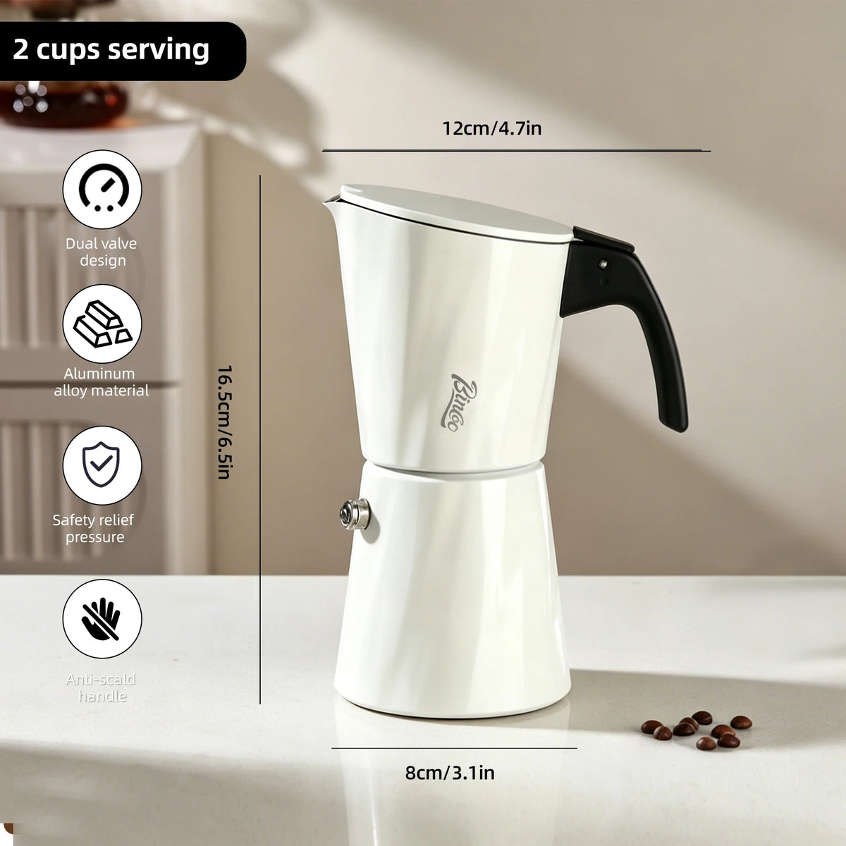Bincoo 2-Cup Moka Pot | Stovetop Espresso Maker Stovetop Espresso Maker Qst
