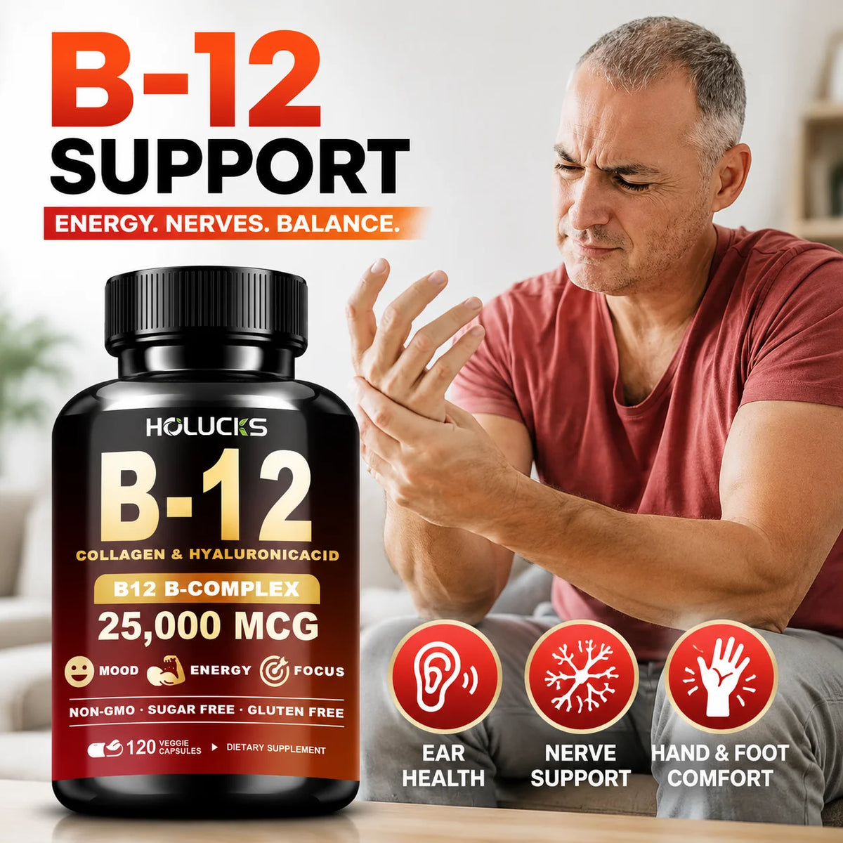 Vitamin B12 Capsules with Marine Collagen, MSM & Biotin Vitamin Supplement Qst