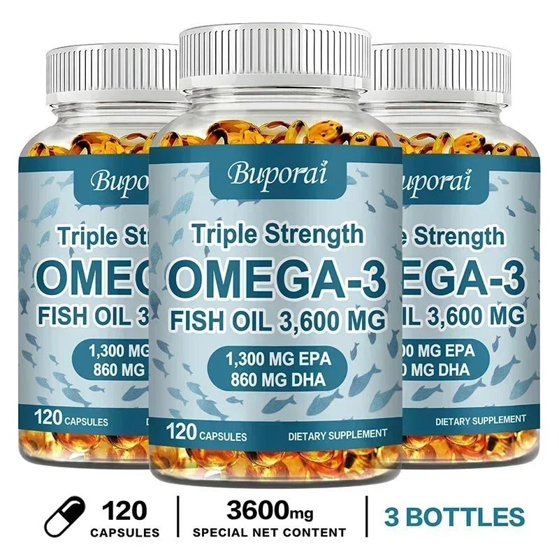 Coolkin Omega-3 Fish Oil 3600mg EPA DHA – 30/60/120 Capsules Omega-3 Supplement Qst 120 Capsule-3bottles