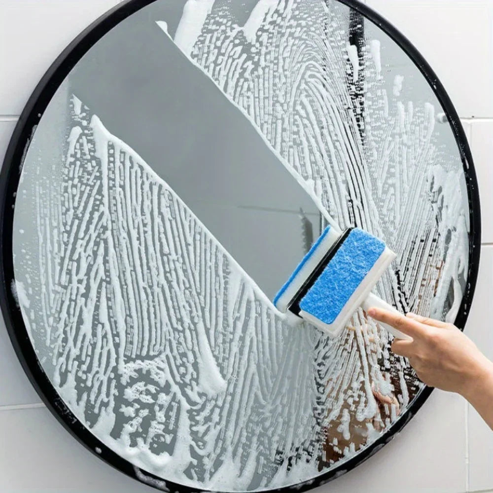 2-in-1 Bathroom Glass Scraper & Cleaning Brush | Double-Sided Glass Scraper Brush Qme