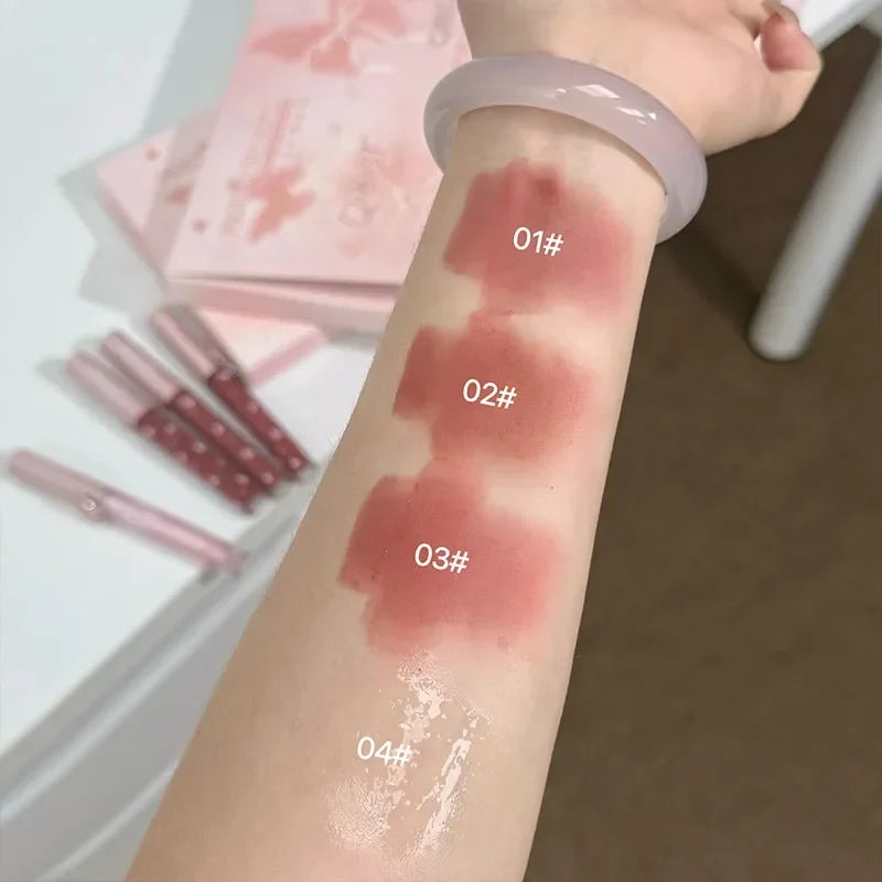 QIBEST 4-Piece Lip Set: 3 Matte Lipsticks + Lip Balm Oil Lip Makeup Set Qme
