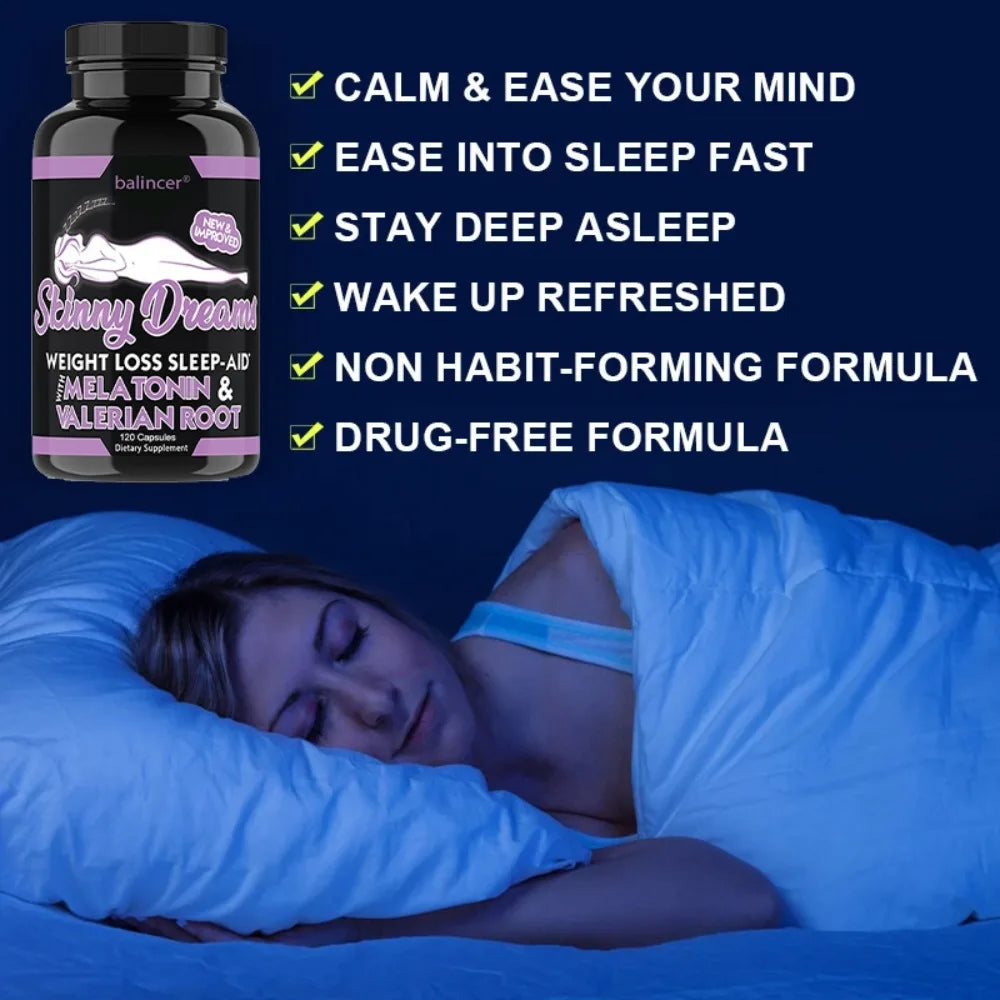 Skinny Dreams Melatonin Sleep & Appetite Support Capsules Sleep Support Supplement Qst