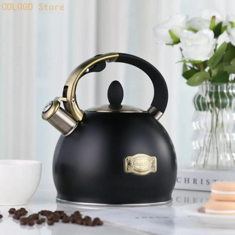 3L Rustproof Stainless Steel Whistling Tea Kettle – Quick Heat Stovetop Tea Kettle Qme