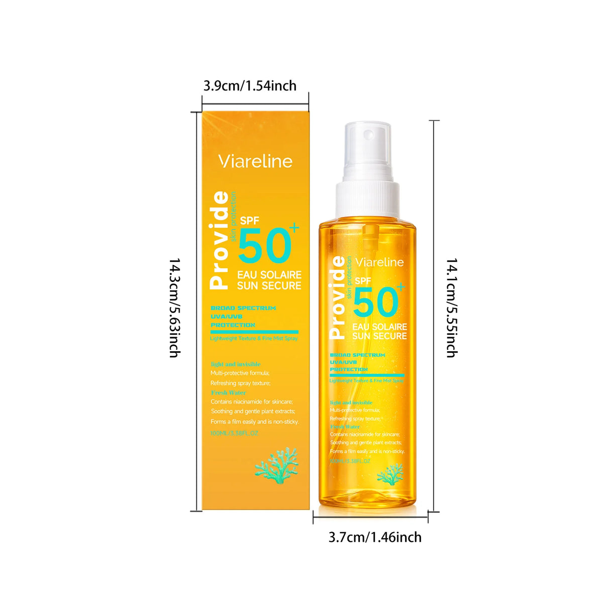 VIARELINE SPF 50 Sunscreen Spray 100ml – Lightweight & Hydrating Sunscreen Spray Qst