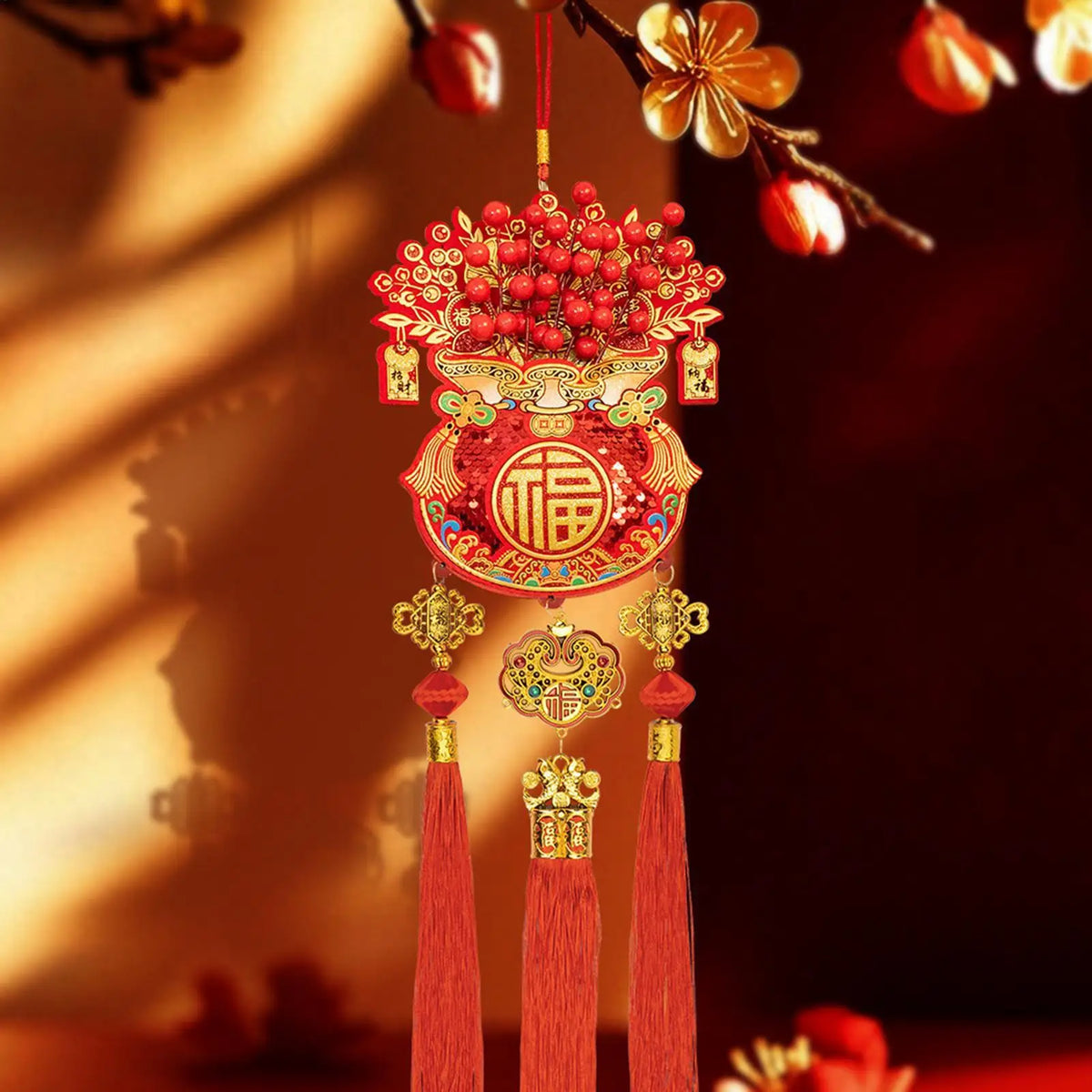 2026 Chinese New Year Fu Tassel Pendant Decoration | Lunar Decor Festive Tassel Pendant Qme