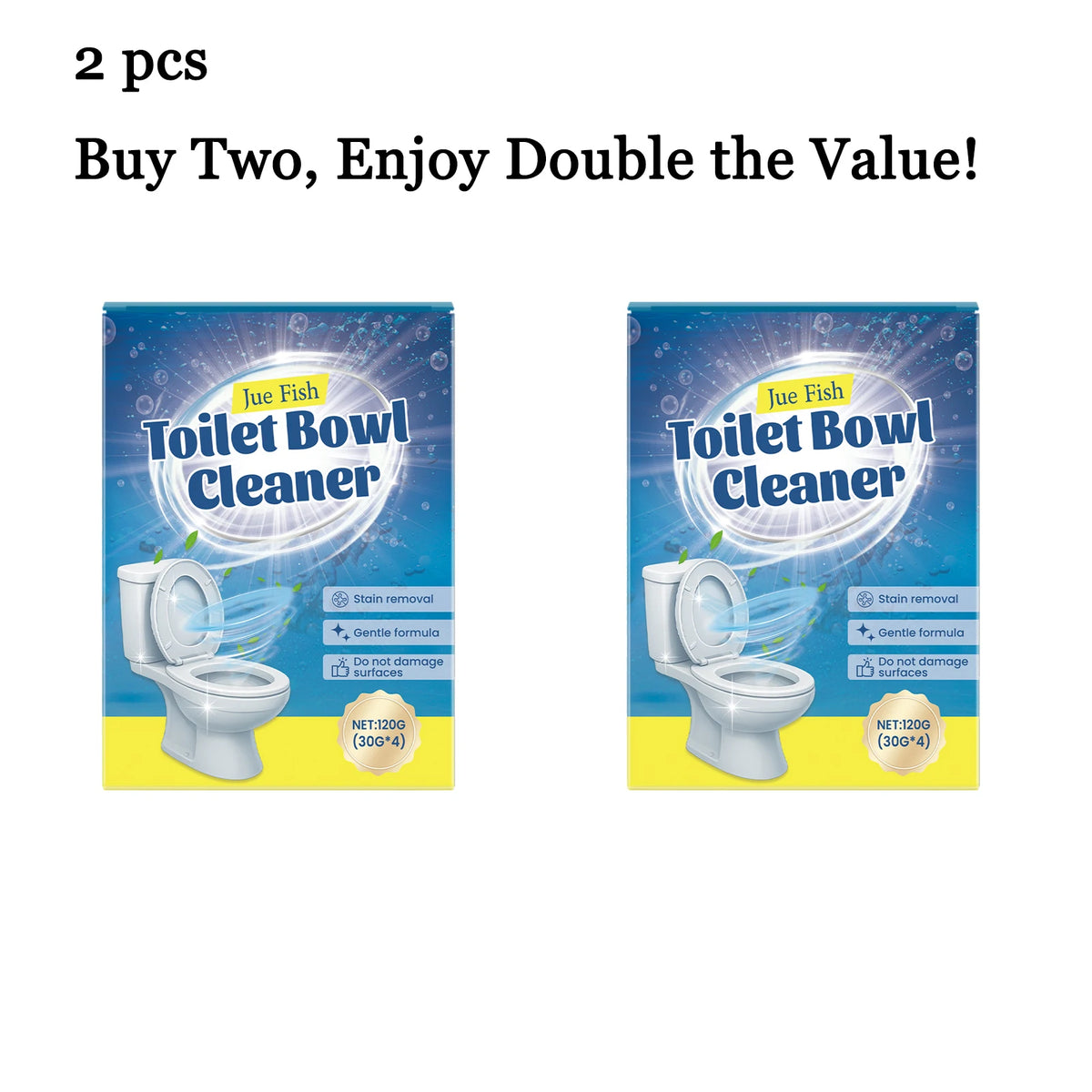 Jue-Fish 120g Toilet Cleaning Powder – Remove Stains & Odors Toilet Cleaning Powder Qst 2 boxes
